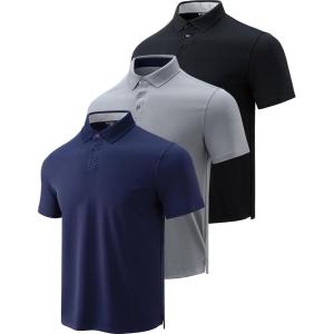 image3Pack Mens Golf Shirt Performance Sport Short Sleeve Moisture Wicking Dry Fit Golf Polo Active Shirts for MenGrayNavyBlack
