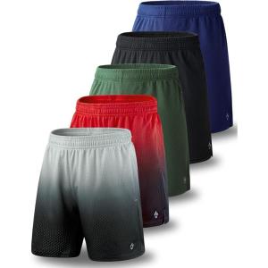 image5 Pack Mens Athletic Shorts 9quot Mesh Basketball Shorts Men Active Gym Shorts with PocketsGrayRedBlackNavySage Green