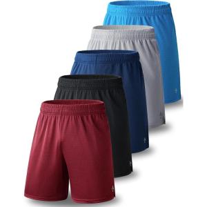 image5 Pack Mens Athletic Shorts 9quot Mesh Basketball Shorts Men Active Gym Shorts with PocketsMaroonGrayNavyLight BlueBlack