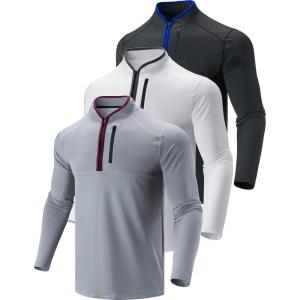 imageLiberty Imports 3Pack Mens QuarterZip Pullover Lightweight Long Sleeve Athletic Jackets Performance Workout Running ShirtsBlackWhiteGray