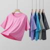 image5 Pack Womens Workout Crop Tops Athletic Short Sleeve Gym Shirts Crew Neck TeesGreyPinkBluePurpleCharcoal