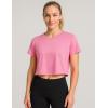 image5 Pack Womens Workout Crop Tops Athletic Short Sleeve Gym Shirts Crew Neck TeesGreyPinkBluePurpleCharcoal