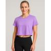 image5 Pack Womens Workout Crop Tops Athletic Short Sleeve Gym Shirts Crew Neck TeesLavenderNeonOrchidBaby BlueGrey