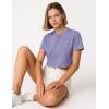 image5 Pack Womens Workout Crop Tops Athletic Short Sleeve Gym Shirts Crew Neck TeesLavenderNeonOrchidBaby BlueGrey