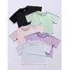 image5 Pack Womens Workout Crop Tops Athletic Short Sleeve Gym Shirts Crew Neck TeesPinkMintLavenderWhiteBlack