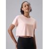 image5 Pack Womens Workout Crop Tops Athletic Short Sleeve Gym Shirts Crew Neck TeesPinkMintLavenderWhiteBlack
