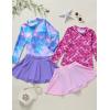 imageLiberty Pro 2 Pack Girls Rash Guard Two Piece Bathing Suit Long Sleeve Swimsuit  Toddler Swimwear with Skirts Shorts 3T12YSet 2