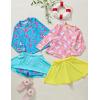 imageLiberty Pro 2 Pack Girls Rash Guard Two Piece Bathing Suit Long Sleeve Swimsuit  Toddler Swimwear with Skirts Shorts 3T12YSet 3