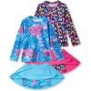 imageLiberty Pro 2 Pack Girls Rash Guard Two Piece Bathing Suit Long Sleeve Swimsuit  Toddler Swimwear with Skirts Shorts 3T12YSet 4