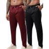imageLiberty Pro 2 Pack Mens Joggers for Shorter Men  29quot Inseam Sweatpants with Zipper Pockets Regular Fit Tapered Workout PantsMaroonBlack