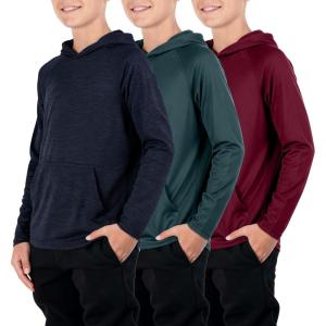 imageLiberty Imports 3Pack Youth Boys Teen DryFit Hoodies Long Sleeve Athletic Pullover Sweatshirts Lightweight ActivewearCharcoalMaroonSage Green