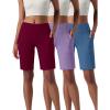 imageLiberty Pro 3 Pack Womens 10 Bermuda Shorts with Pockets Plus Size Quick Dry Casual Long Shorts KneeLength Tummy ControlOrchidMaroonDusty Blue