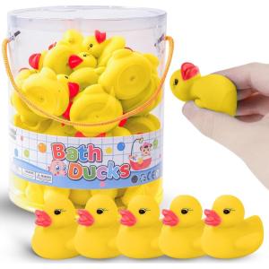 image36 PCS Yellow Classic Rubber Duck Bath Toys  BPA Free Floating Duckies for Girls Baby Shower Decorations Bulk Party Favors Kids Birthday Gifts YellowYellow