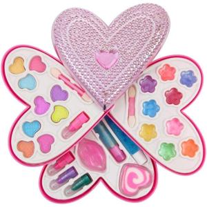 image:imagePetite Girls Heart Shaped Cosmetics Play Set  Kids Makeup Kit for Girls Washable Toddler Pretend Play Makeup Set