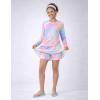 image:imageLiberty Pro 2 Pack Girls Rash Guard Two Piece Bathing Suit Long Sleeve Swimsuit  Toddler Swimwear with Skirts Shorts 3T12YRainbow Mist