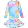 image:imageLiberty Pro 2 Pack Girls Rash Guard Two Piece Bathing Suit Long Sleeve Swimsuit  Toddler Swimwear with Skirts Shorts 3T12YRainbow Mist