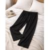 image:imageMens Pajama Pants with Short Length 27 Inseam Soft Lightweight Lounge Sleep Pants with Pockets and FlyBlack