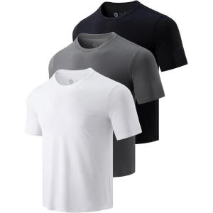 image:image3 Pack Mens Bamboo Viscose T Shirts Ultra Soft Breathable Bamboo Undershirts for Men Cooling Lounge TeesBlackWhiteGray