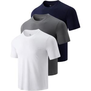image:image3 Pack Mens Bamboo Viscose T Shirts Ultra Soft Breathable Bamboo Undershirts for Men Cooling Lounge TeesWhiteGrayNavy