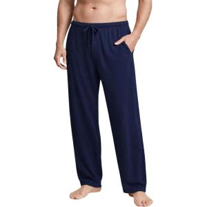 image:imageMens Pajama Pants with Short Length 27 Inseam Soft Lightweight Lounge Sleep Pants with Pockets and FlyNavy