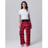 image:imageLiberty Pro Petite Womens Pajama Pants 26 Inseam  Lightweight Ankle Length Wide Leg High Waisted Lounge Pants with PocketsRed Plaid