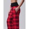 image:imageLiberty Pro Petite Womens Pajama Pants 26 Inseam  Lightweight Ankle Length Wide Leg High Waisted Lounge Pants with PocketsRed Plaid