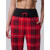 image:imageLiberty Pro Petite Womens Pajama Pants 26 Inseam  Lightweight Ankle Length Wide Leg High Waisted Lounge Pants with PocketsRed Plaid