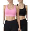 image:image2Pack High Impact Sports Bra for Women Sewnin Pads Molded Cups Adjustable Straps for Running Gym WorkoutBlackBlush Pink