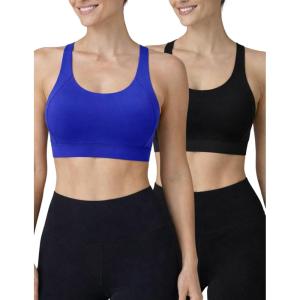 image:image2Pack High Impact Sports Bra for Women Sewnin Pads Molded Cups Adjustable Straps for Running Gym WorkoutBlackElectric Blue
