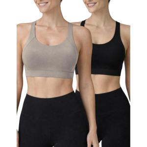 image:image2Pack High Impact Sports Bra for Women Sewnin Pads Molded Cups Adjustable Straps for Running Gym WorkoutBlackGray