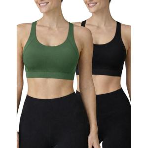 image:image2Pack High Impact Sports Bra for Women Sewnin Pads Molded Cups Adjustable Straps for Running Gym WorkoutBlackOlive Green