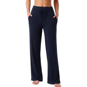 image:imageLiberty Pro Petite Womens Pajama Pants 26 Inseam  Lightweight Ankle Length Wide Leg High Waisted Lounge Pants with PocketsNavy