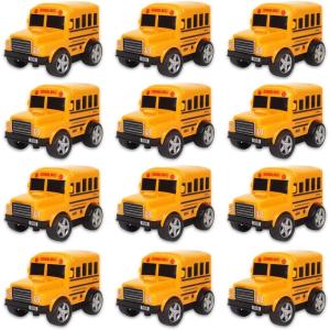 image:image12 Pack in Box Chubby School Bus Model Toys  4 inches Classic Long Nose Friction Powered 360 Rotation Vehicles  Ideal Gift Party Favors for Kids 1 Dozen
