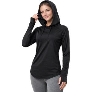 image:imageLiberty Pro Womens Sun Shirts UV Protection Long Sleeve Lightweight Quick Dry Hoodie with Thumbholes for Hiking FishingBlack