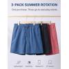 image:image3 Pack Mens 8 Chino Walking Shorts Pull On Elastic Waist Drawstring Pockets Casual Lounge HybridBlueBlackWashed Red