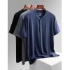 image:imageLiberty Pro 3Pack Mens Casual Henley Shirts  Comfort Soft Stretch Tees Relaxed Fit 3Button Summer TShirtsBlackNavy BlueHeather Gray