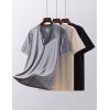 image:imageLiberty Pro 3Pack Mens Casual Henley Shirts  Comfort Soft Stretch Tees Relaxed Fit 3Button Summer TShirtsIvoryBlackHeather Gray