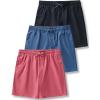 image:image3 Pack Mens 8 Chino Walking Shorts Pull On Elastic Waist Drawstring Pockets Casual Lounge HybridBlueBlackWashed Red
