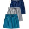 image:image3 Pack Mens 8 Chino Walking Shorts Pull On Elastic Waist Drawstring Pockets Casual Lounge HybridTeal BlueLight GrayWashed Navy