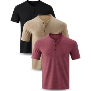 image:imageLiberty Pro 3Pack Mens Casual Henley Shirts  Comfort Soft Stretch Tees Relaxed Fit 3Button Summer TShirtsTaupeBlackBurgundy