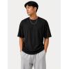 image:imageMens Oversized T Shirt Drop Shoulder Loose Fit Tee Soft Lightweight Short Sleeve Crew Neck Casual Gym Workout ShirtBlack
