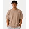 image:imageMens Oversized T Shirt Drop Shoulder Loose Fit Tee Soft Lightweight Short Sleeve Crew Neck Casual Gym Workout ShirtSand