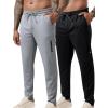 image:imageLiberty Pro 2 Pack Mens Joggers for Shorter Men  29 Inseam Sweatpants with Zip Pockets Regular Fit Tapered Workout PantsGrayBlack