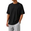image:imageMens Oversized T Shirt Drop Shoulder Loose Fit Tee Soft Lightweight Short Sleeve Crew Neck Casual Gym Workout ShirtBlack