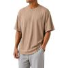 image:imageMens Oversized T Shirt Drop Shoulder Loose Fit Tee Soft Lightweight Short Sleeve Crew Neck Casual Gym Workout ShirtSand