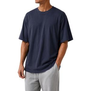 image:imageMens Oversized T Shirt Drop Shoulder Loose Fit Tee Soft Lightweight Short Sleeve Crew Neck Casual Gym Workout ShirtSlate Blue