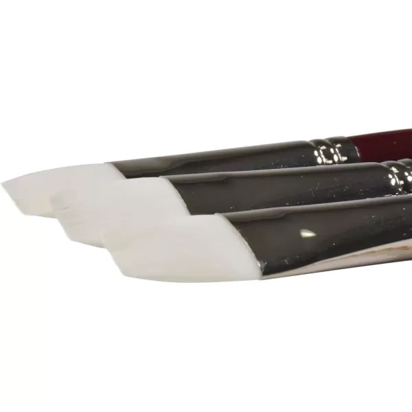 imageSax Optimium White Taklon Brushes Brights Type Long Handle Size 10 Pack of 3