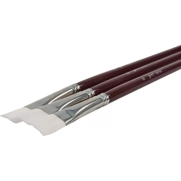 imageSax Optimium White Taklon Brushes Brights Type Long Handle Size 6 Pack of 3