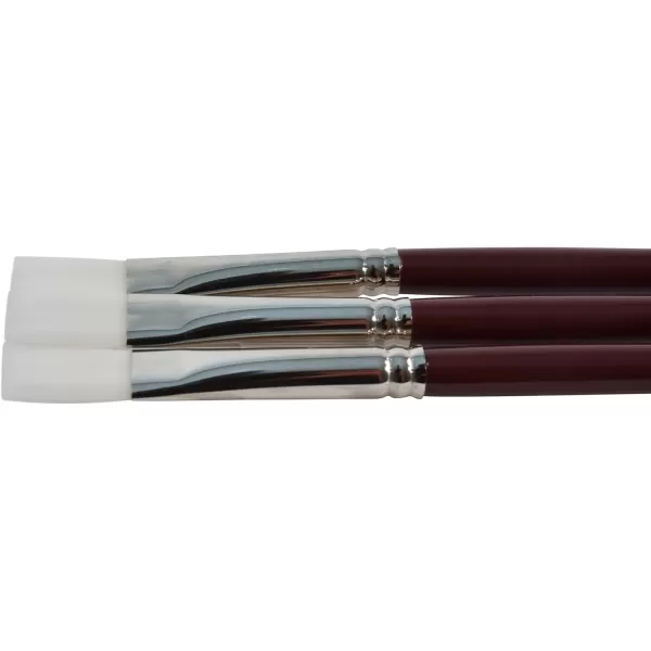 imageSax Optimium White Taklon Brushes Brights Type Long Handle Size 6 Pack of 3