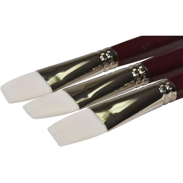 imageSax Optimium White Taklon Brushes Flat Type Long Handle Size 10 Pack of 3